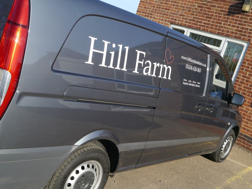 Beautiful, simple van graphics for Hill Farm Furniture