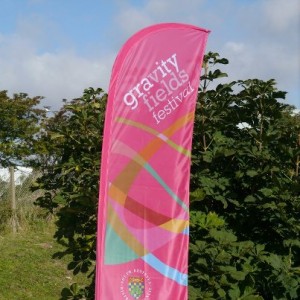 A banner for the Gravity Fields festival in the East Midlands